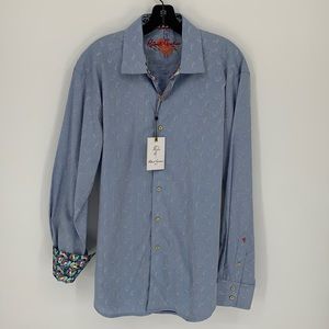 Robert Graham blue paisley button up